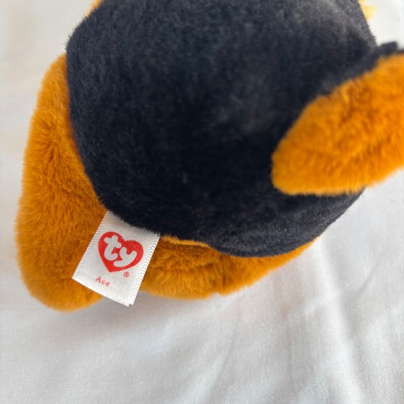 Ty Beanie Boos Ace German Shepherd Dog Plush Tan Black Glitter Eyes 6 Inch - Picture 3 of 4